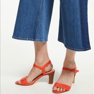 Boden Ruth Block Heel Leather Sandals in Orange